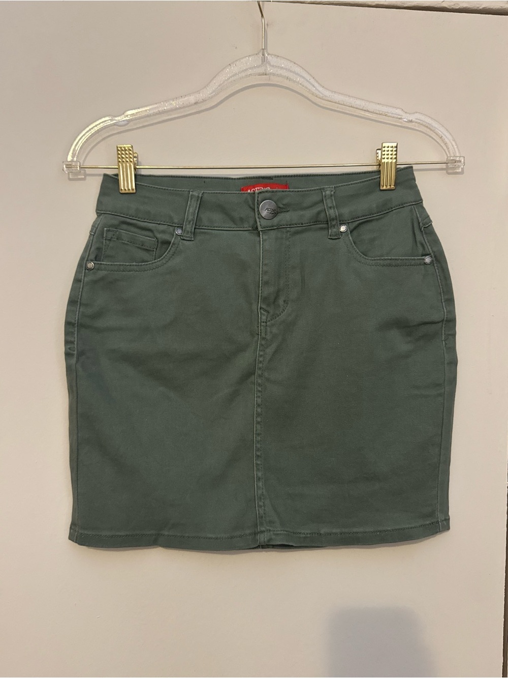 Olive Green Mini Skirt Denim